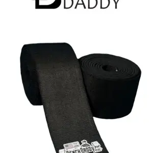 Black Bench Daddy lifting wraps, logo visible.