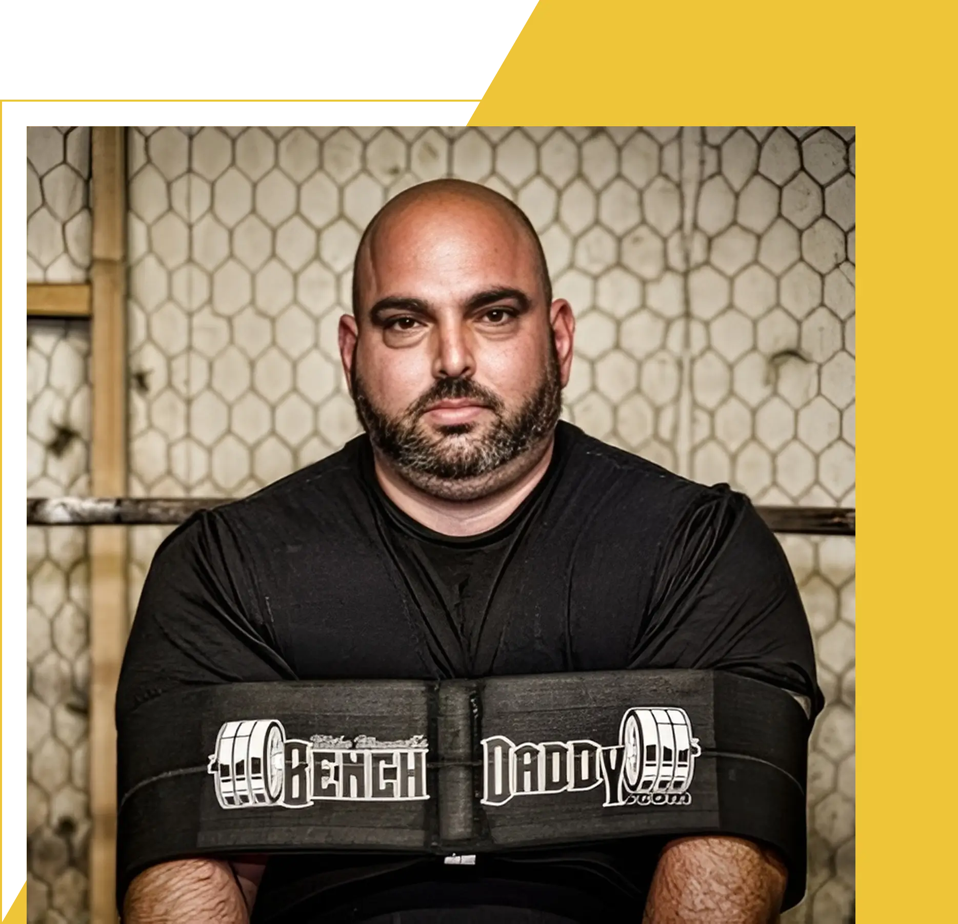 Man wearing black Bench Daddy gear.